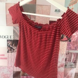 Brandy Melville Stripped Red Off The Shoulder Top